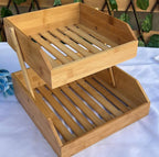 Panier de Rangement 2 Niveaux en Bois