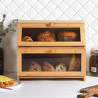 Boîte à Pain en Bois 2 Niveaux