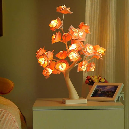 Lampe de Table Arbre Fleur de Rose 24 LED