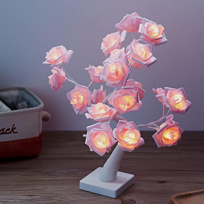 Lampe de Table Arbre Fleur de Rose 24 LED