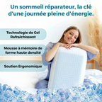 Oreiller à mémoire de forme avec une couche de gel rafraîchissant