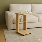La table en bois sur roulettes
