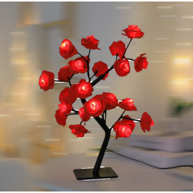 Lampe de Table Arbre Fleur de Rose 24 LED