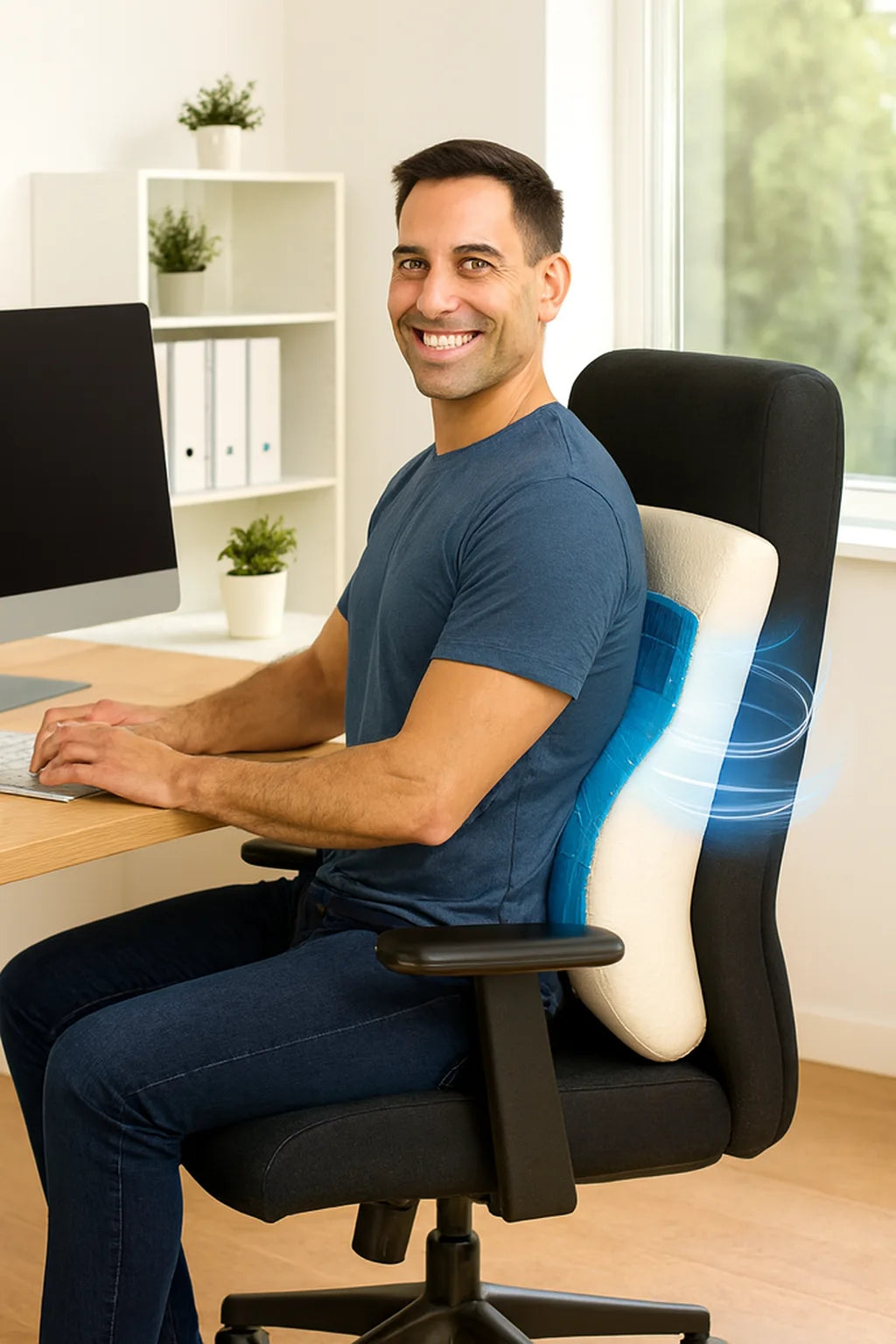 coussin ergonomique à mémoire de forme avec gel rafraîchissant