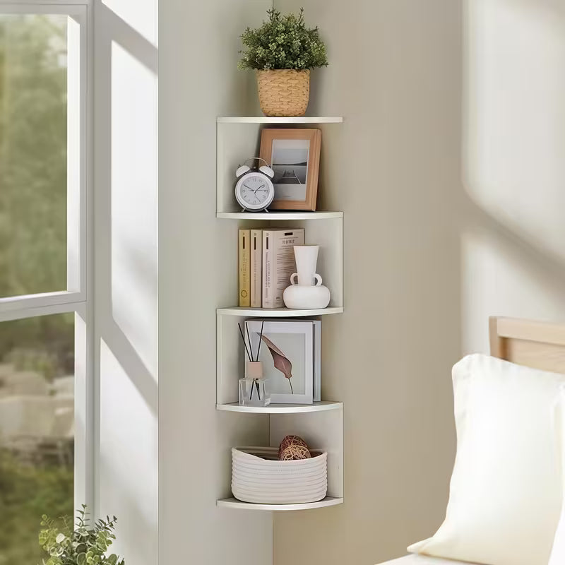 Étagère Murale d'Angle en Plastique à 5 Niveaux
