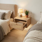 Table de chevet flottante en bois avec tiroir